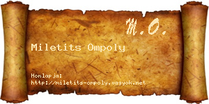 Miletits Ompoly névjegykártya